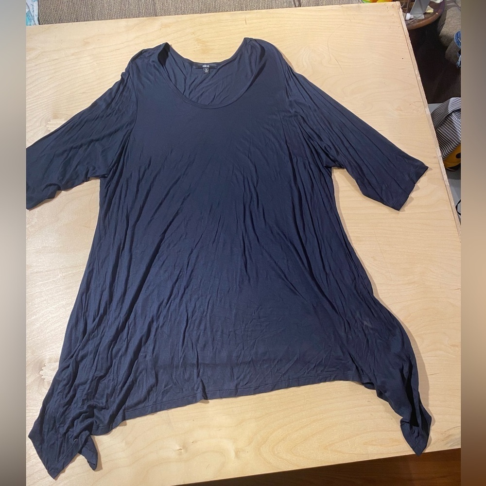 Ellos Black Asymmetrical 3/4 Sleeve Tunic 3X (30/32) (ND)
